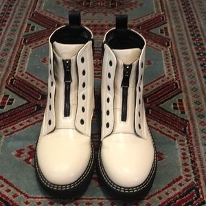 White platform combat boots